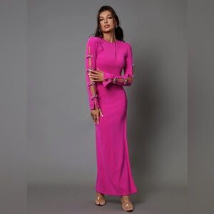 Calantha Crystal Bow Cutout Bandage Dress